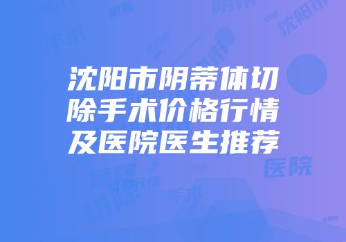 沈阳市阴蒂体切除手术价格行情及医院医生推荐