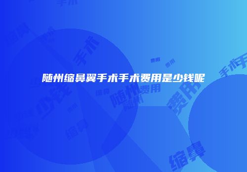 随州缩鼻翼手术手术费用是少钱呢