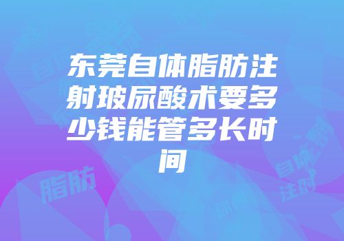 东莞自体脂肪注射玻尿酸术要多少钱能管多长时间