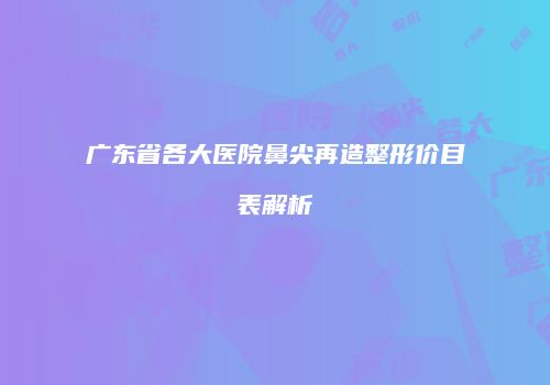 广东省各大医院鼻尖再造整形价目表解析