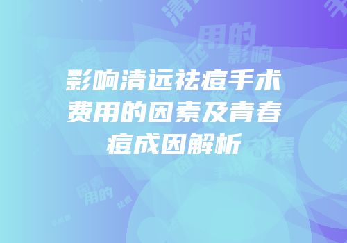影响清远祛痘手术费用的因素及青春痘成因解析