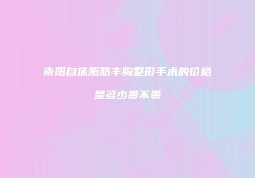 南阳自体脂肪丰胸整形手术的价格是多少贵不贵