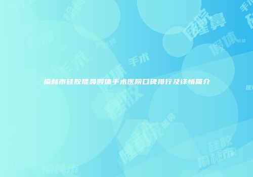 榆林市硅胶隆鼻假体手术医院口碑排行及详情简介