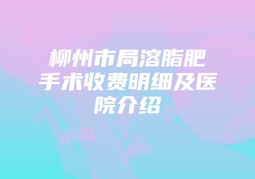柳州市局溶脂肥手术收费明细及医院介绍