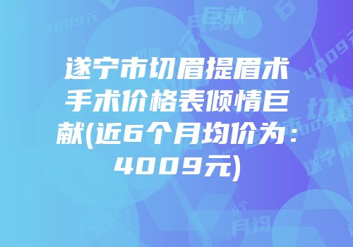 遂宁市切眉提眉术手术价格表倾情巨献(近6个月均价为：4009元)