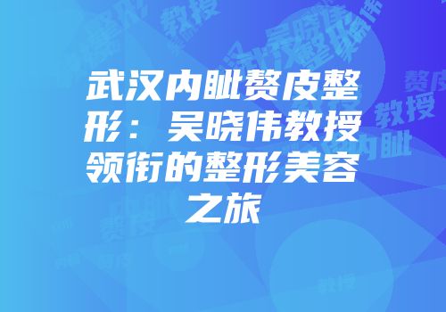 武汉内眦赘皮整形：吴晓伟教授领衔的整形美容之旅
