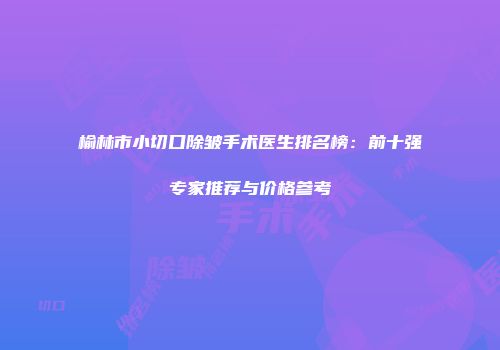 榆林市小切口除皱手术医生排名榜：前十强专家推荐与价格参考