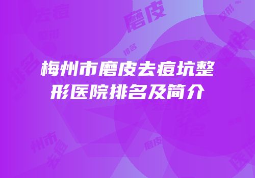 梅州市磨皮去痘坑整形医院排名及简介