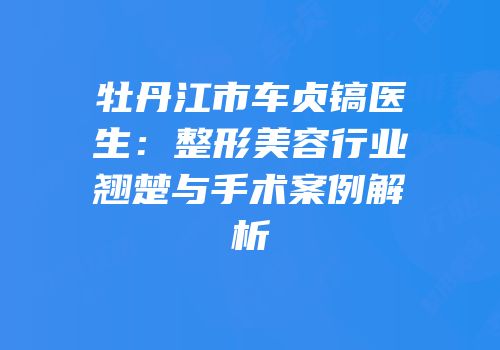 牡丹江市车贞镐医生：整形美容行业翘楚与手术案例解析