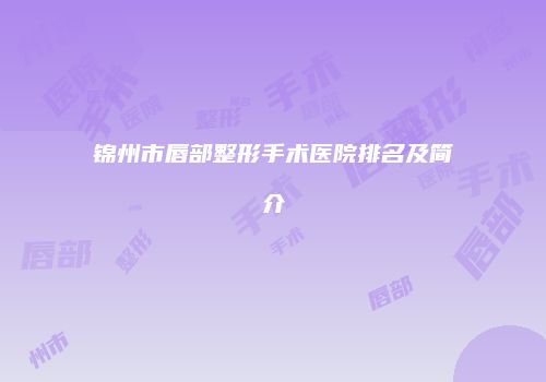 锦州市唇部整形手术医院排名及简介
