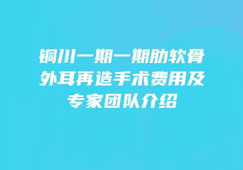 铜川一期一期肋软骨外耳再造手术费用及专家团队介绍