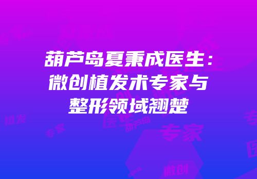 葫芦岛夏秉成医生：微创植发术专家与整形领域翘楚
