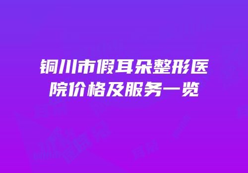 铜川市假耳朵整形医院价格及服务一览