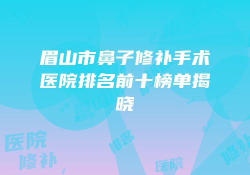 眉山市鼻子修补手术医院排名前十榜单揭晓