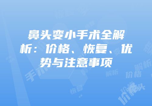 鼻头变小手术全解析：价格、恢复、优势与注意事项