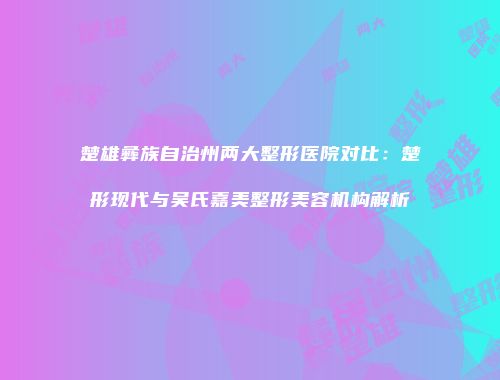 楚雄彝族自治州两大整形医院对比：楚形现代与吴氏嘉美整形美容机构解析
