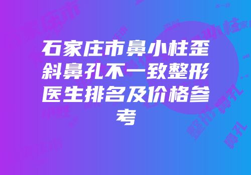 石家庄市鼻小柱歪斜鼻孔不一致整形医生排名及价格参考