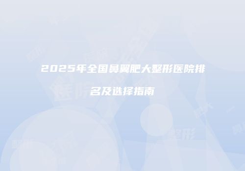 2025年全国鼻翼肥大整形医院排名及选择指南