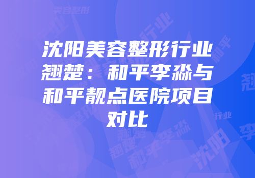 沈阳美容整形行业翘楚：和平李淼与和平靓点医院项目对比