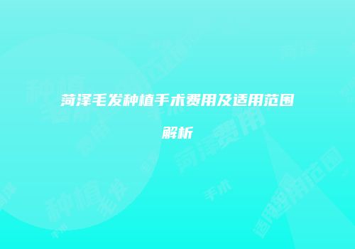 菏泽毛发种植手术费用及适用范围解析
