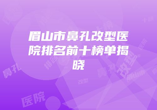 眉山市鼻孔改型医院排名前十榜单揭晓