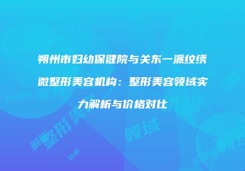 朔州市妇幼保健院与关东一派纹绣微整形美容机构：整形美容领域实力解析与价格对比