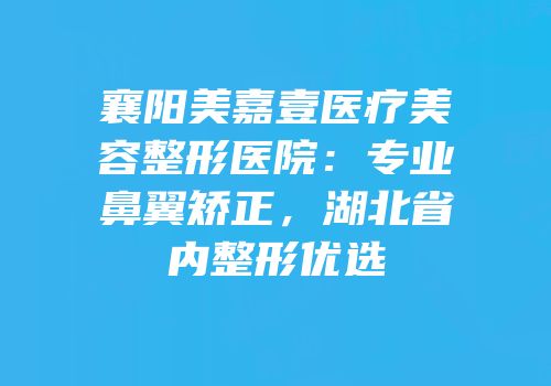 襄阳美嘉壹医疗美容整形医院：专业鼻翼矫正，湖北省内整形优选