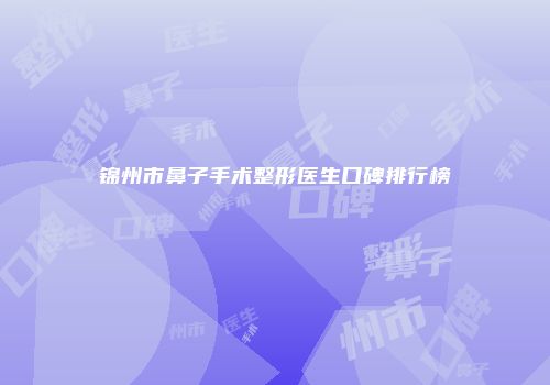 锦州市鼻子手术整形医生口碑排行榜