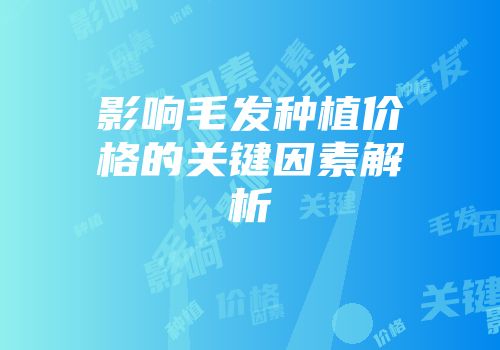 影响毛发种植价格的关键因素解析