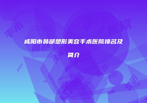 咸阳市鼻部塑形美容手术医院排名及简介