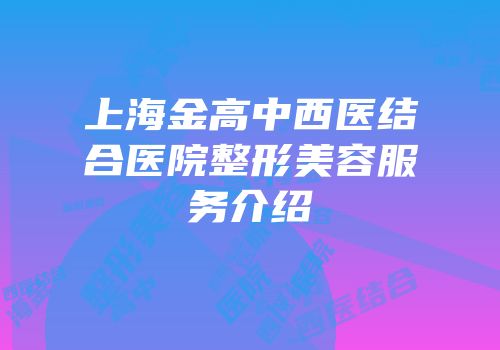 上海金高中西医结合医院整形美容服务介绍