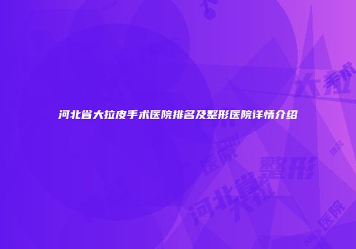 河北省大拉皮手术医院排名及整形医院详情介绍