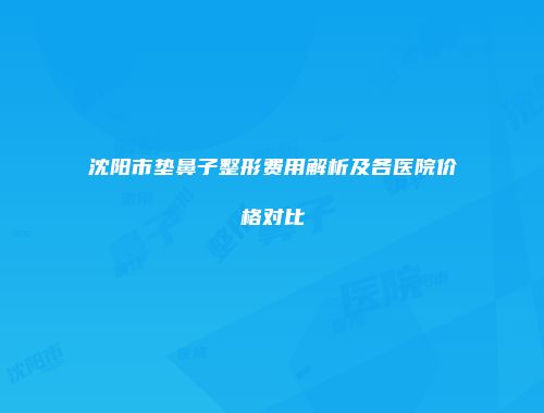 沈阳市垫鼻子整形费用解析及各医院价格对比