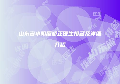 山东省小阴唇矫正医生排名及详细介绍