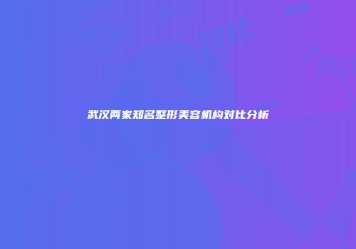 武汉两家知名整形美容机构对比分析