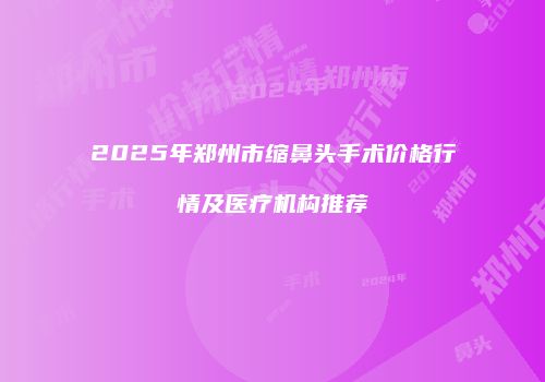 2025年郑州市缩鼻头手术价格行情及医疗机构推荐