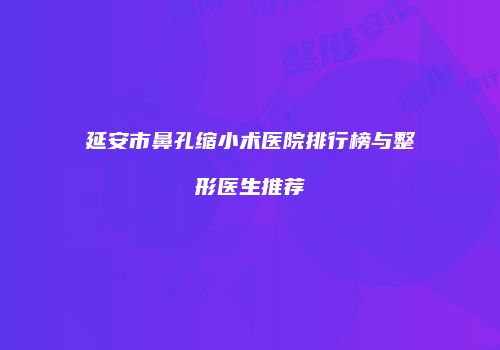 延安市鼻孔缩小术医院排行榜与整形医生推荐