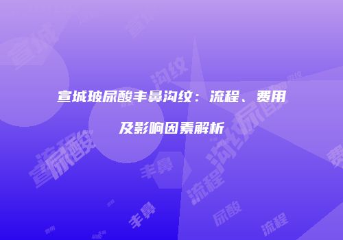 宣城玻尿酸丰鼻沟纹：流程、费用及影响因素解析