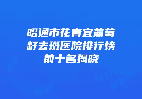 昭通市花青宜葡萄籽去斑医院排行榜前十名揭晓