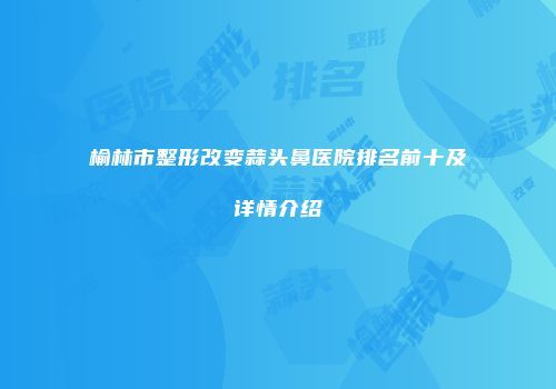 榆林市整形改变蒜头鼻医院排名前十及详情介绍