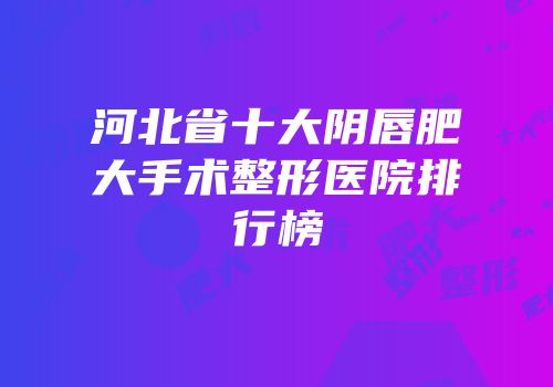 河北省十大阴唇肥大手术整形医院排行榜