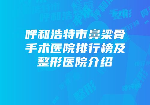 呼和浩特市鼻梁骨手术医院排行榜及整形医院介绍