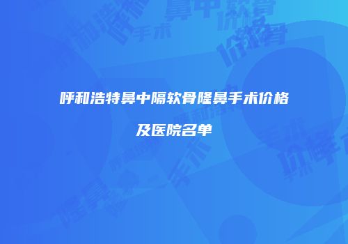 呼和浩特鼻中隔软骨隆鼻手术价格及医院名单