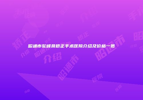 昭通市驼峰鼻矫正手术医院介绍及价格一览