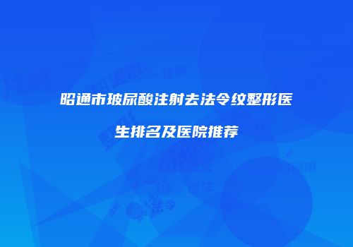 昭通市玻尿酸注射去法令纹整形医生排名及医院推荐