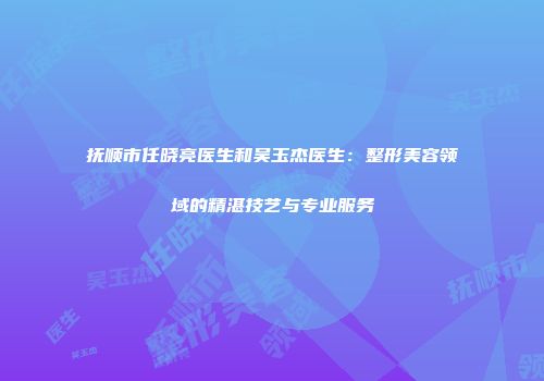 抚顺市任晓亮医生和吴玉杰医生：整形美容领域的精湛技艺与专业服务