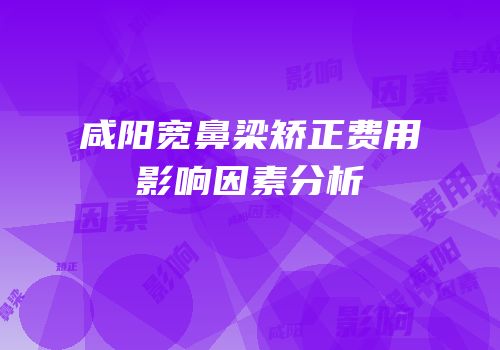 咸阳宽鼻梁矫正费用影响因素分析