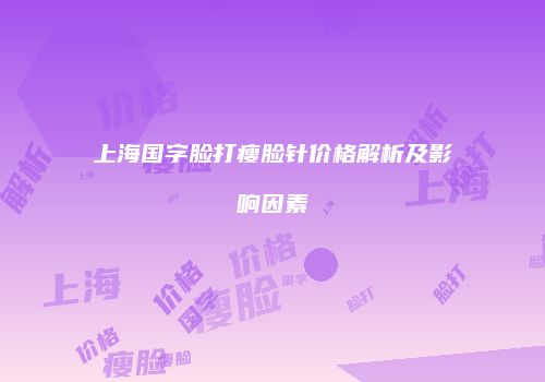 上海国字脸打瘦脸针价格解析及影响因素