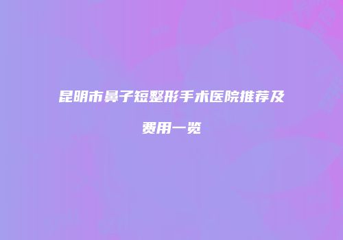 昆明市鼻子短整形手术医院推荐及费用一览
