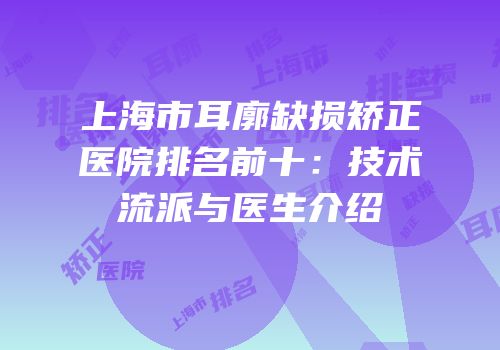 上海市耳廓缺损矫正医院排名前十：技术流派与医生介绍